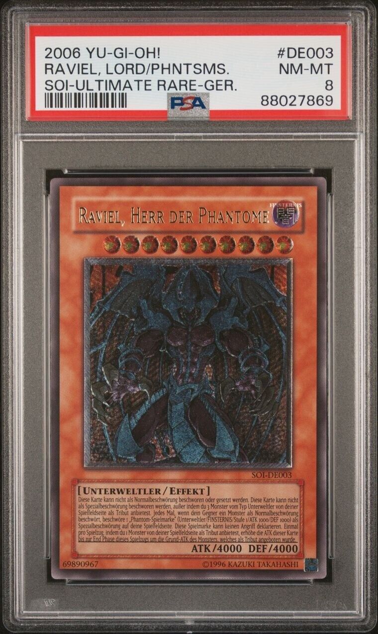 Yugioh Raviel Lord of the Phantoms SOI-DE003 Ultimate Rare 1. Edition PSA 8 NM-Mint