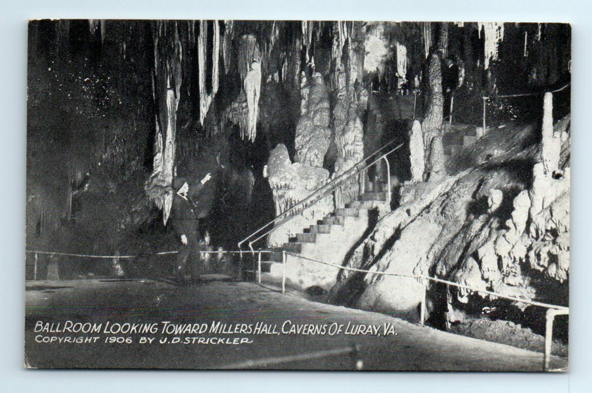 Millers Hall Ball Room Caverns Of Luray VA 1906 B&W Postcard J D Strickler