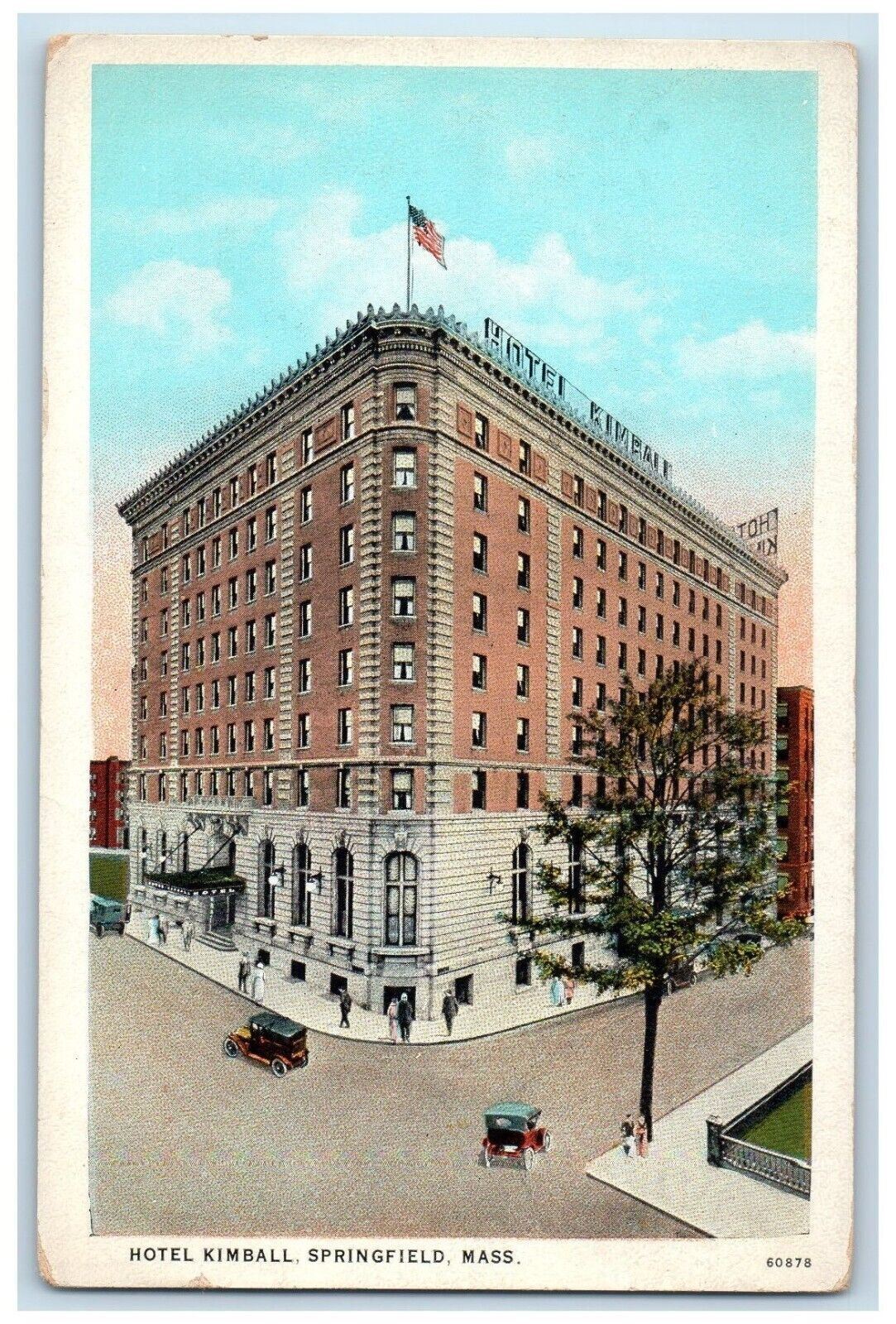 c1930's Hotel Kimball Building Cars Springfield Massachusetts MA Postcard