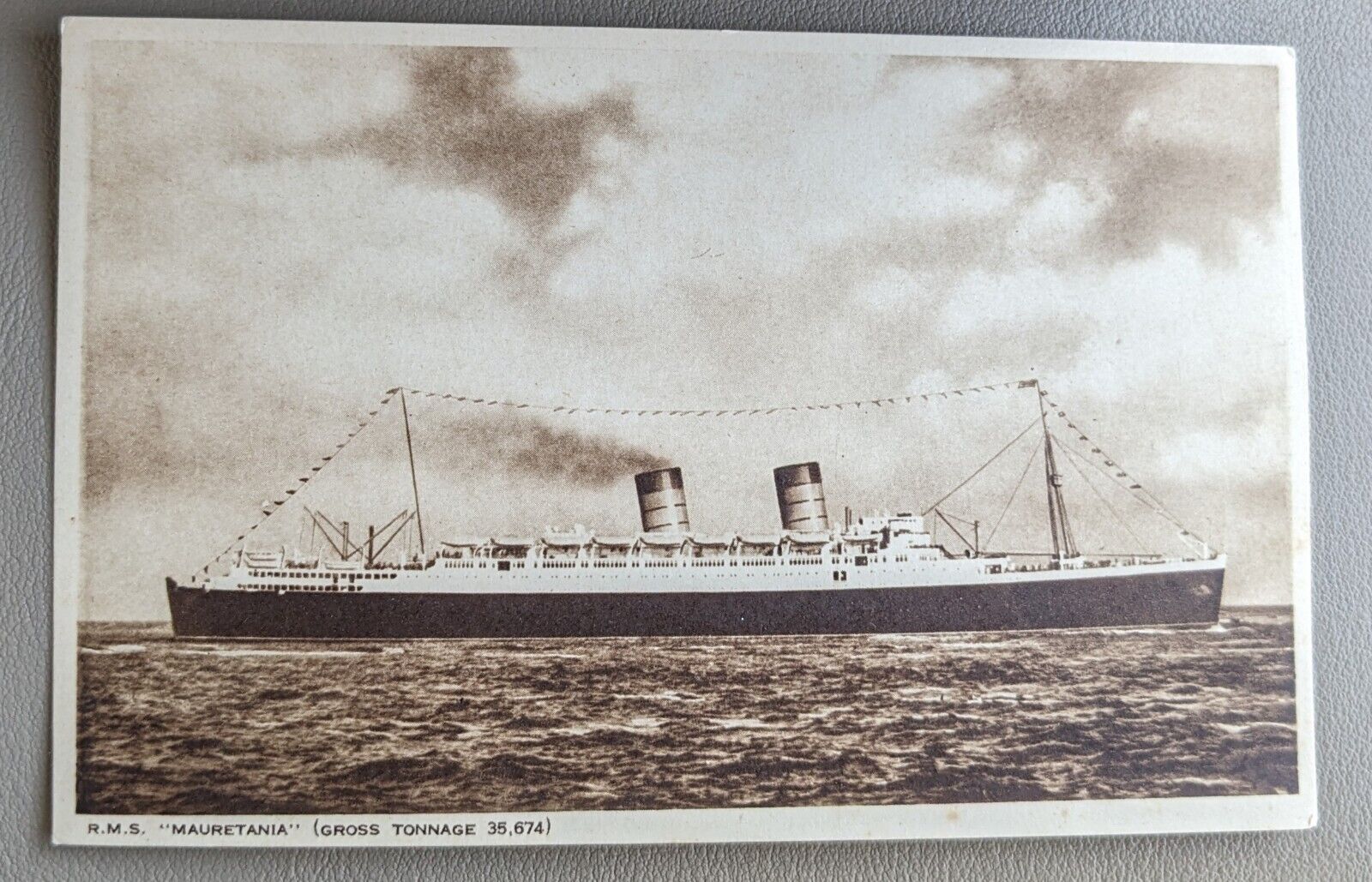 Vintage RPPC Real Photo Postcard Unused Photochrom RMS Mauretania 1938 P1