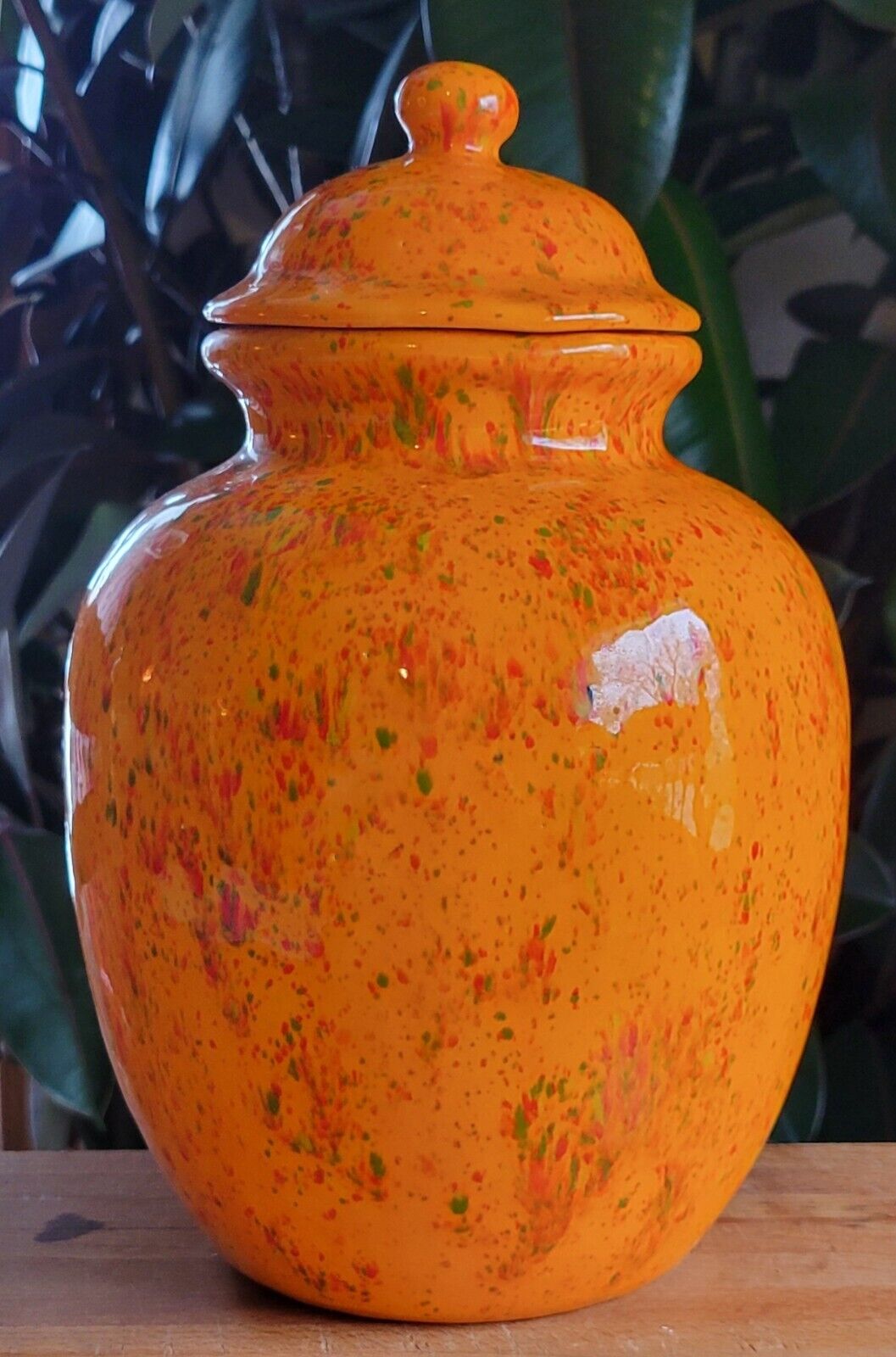 Vintage Orange Ginger Tea Jar Speckled Colors 11\