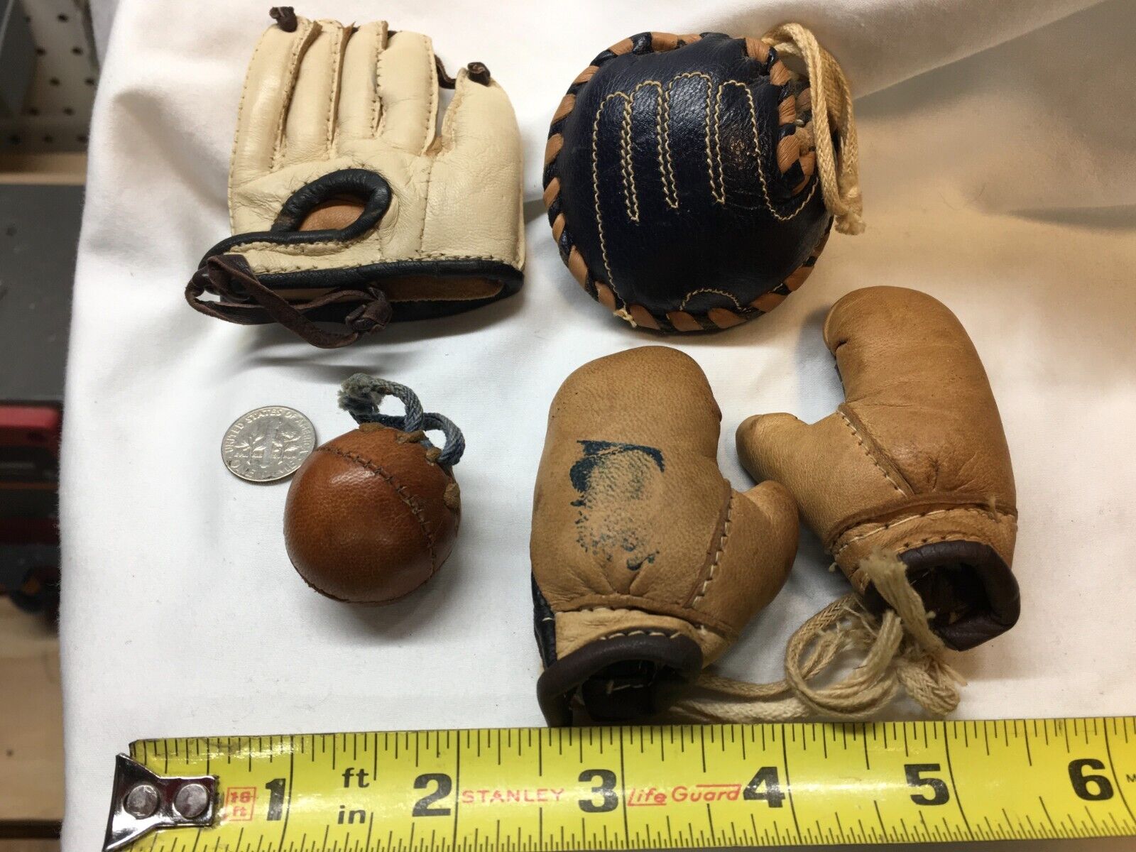 VTG OK Mfg. Miniature Leather Advertising Baseball Mitts, Boxing Gloves and More