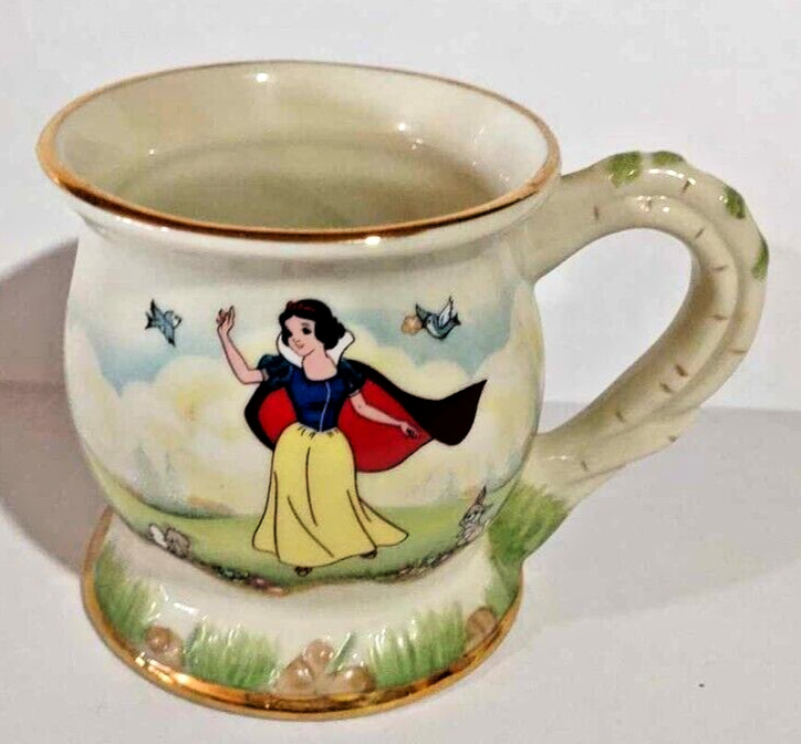 Disney Lenox Snow White Seven Dwarfs Mug Cup Fine China Porcelain 24kGold