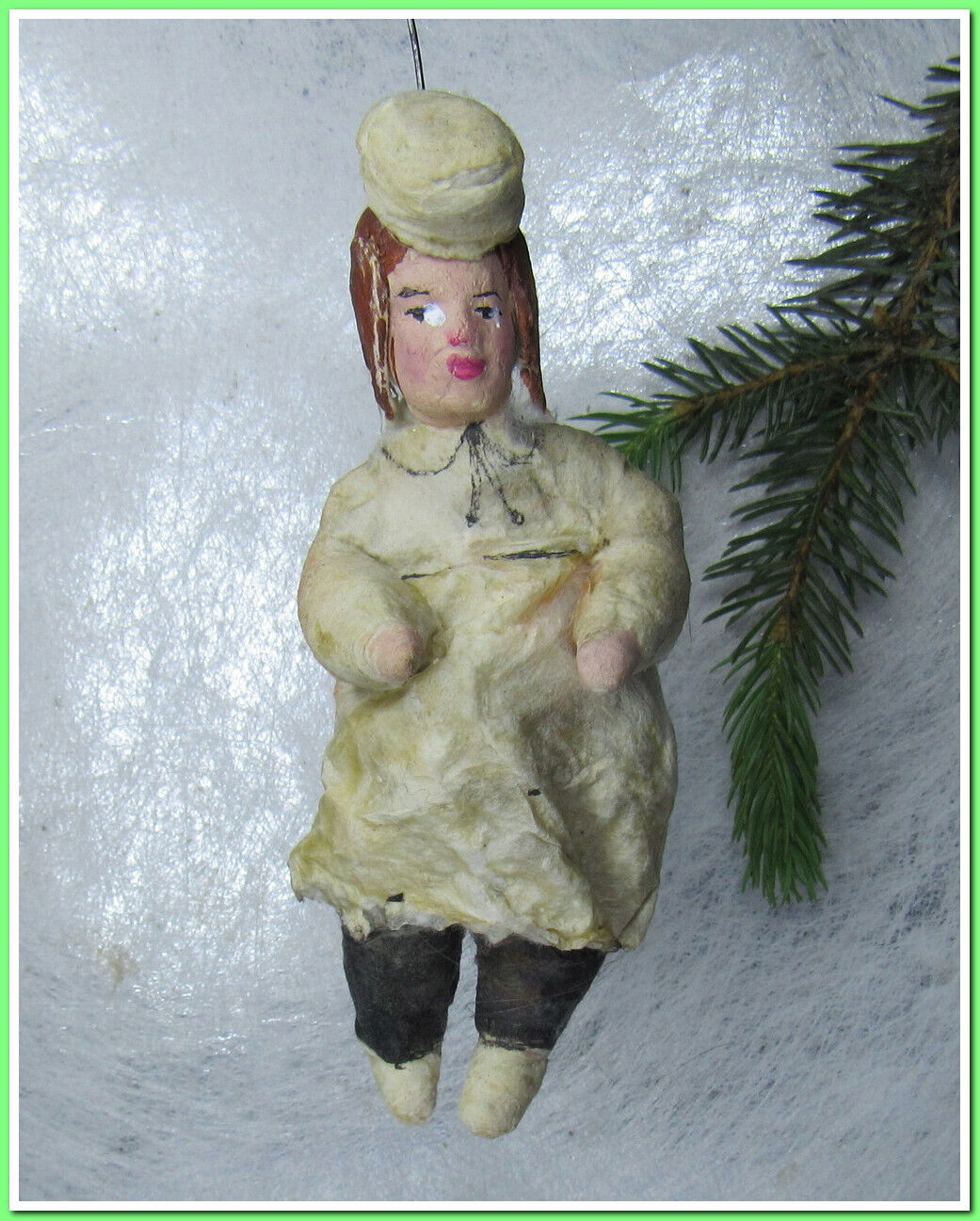 🎄Vintage antique Christmas spun cotton ornament figure #15524
