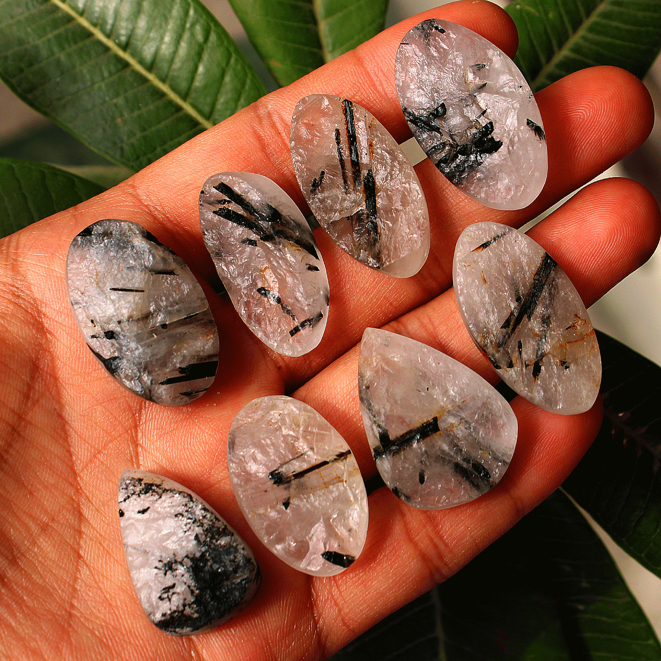 8 Pcs Natural Tourmaline Rutile Quartz Raw Face Collectible Druzy Reiki Crystals