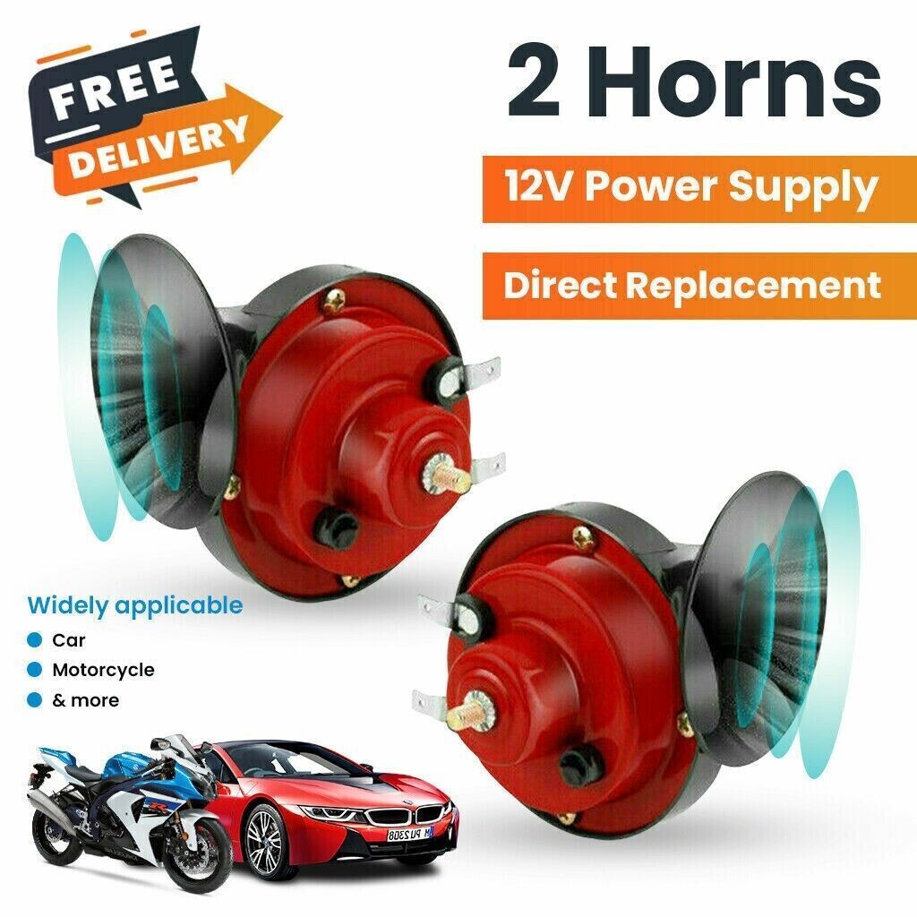 1Pair 12V high and low tone sound is loud and clear Horn water proof car Horn