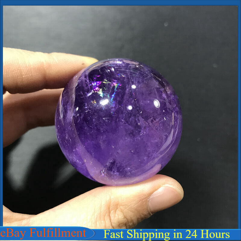 Natural Amethyst Quartz Crystal Sphere Healing Mineral Stone Orb Ball + Stand US