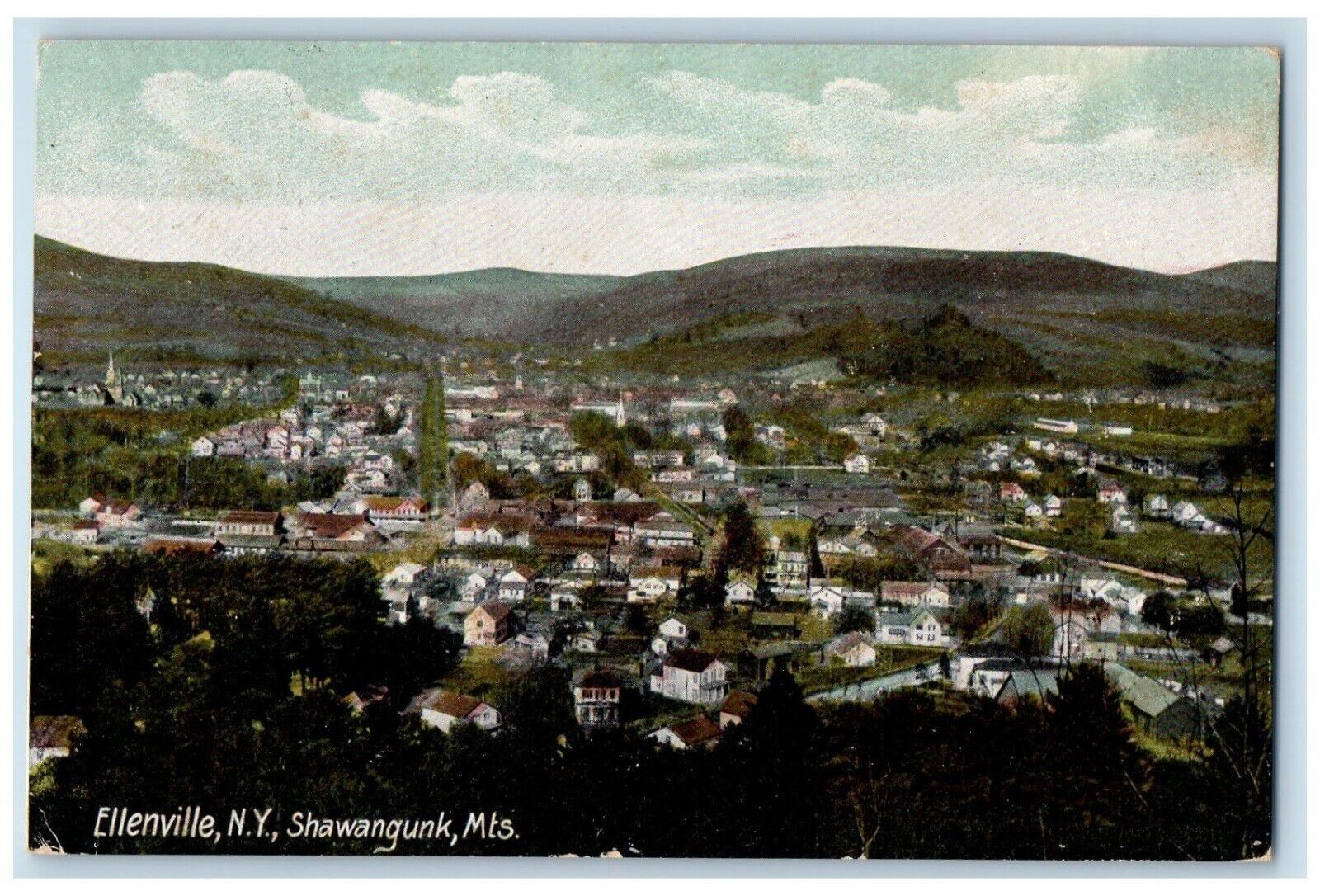 c1910\'s Birds Eye View Of Shawangunk Mountains Ellenville New York NY Postcard