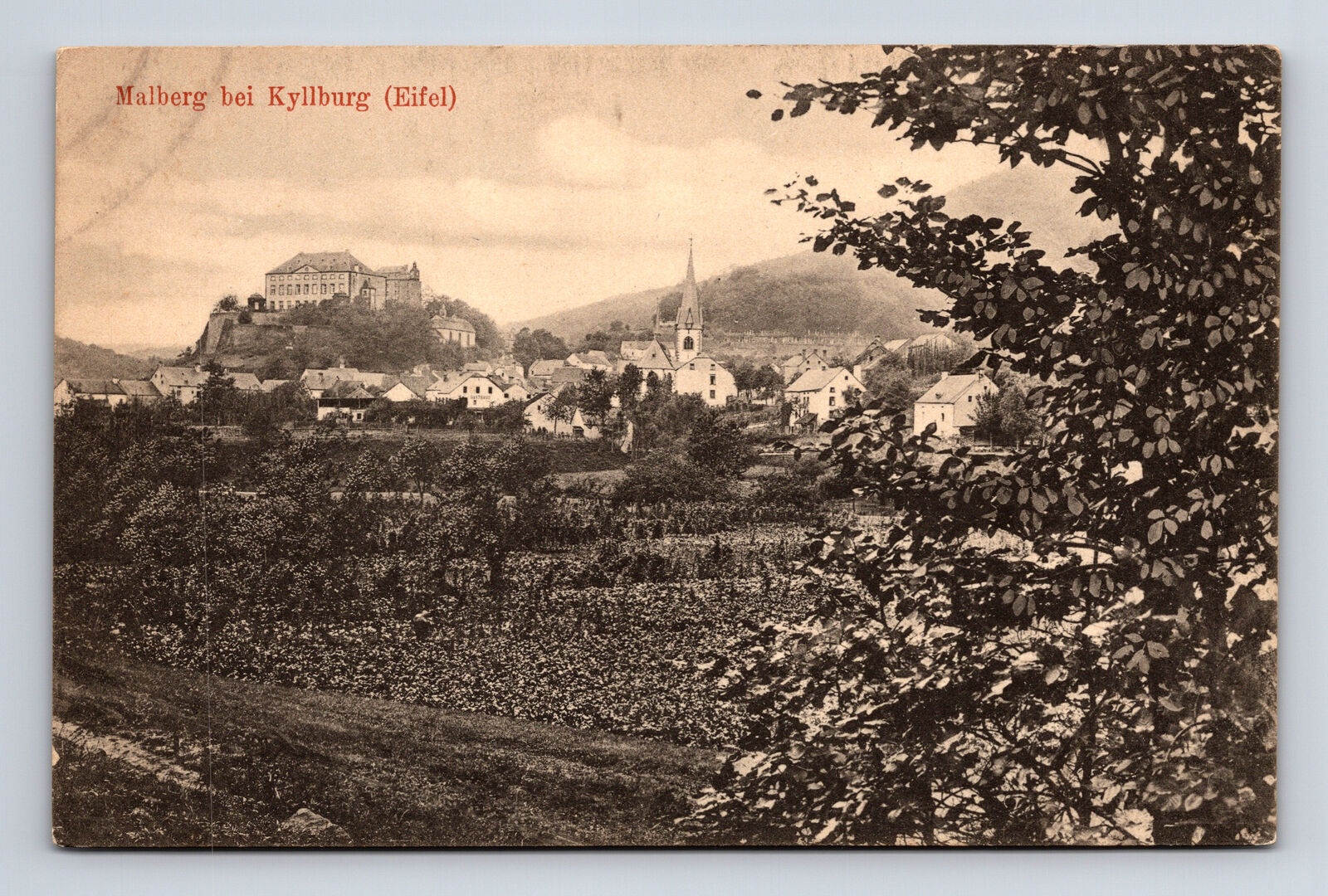 Scenic View Malberg dei Kyllburg Eifel Schoss Castle Germany Postcard