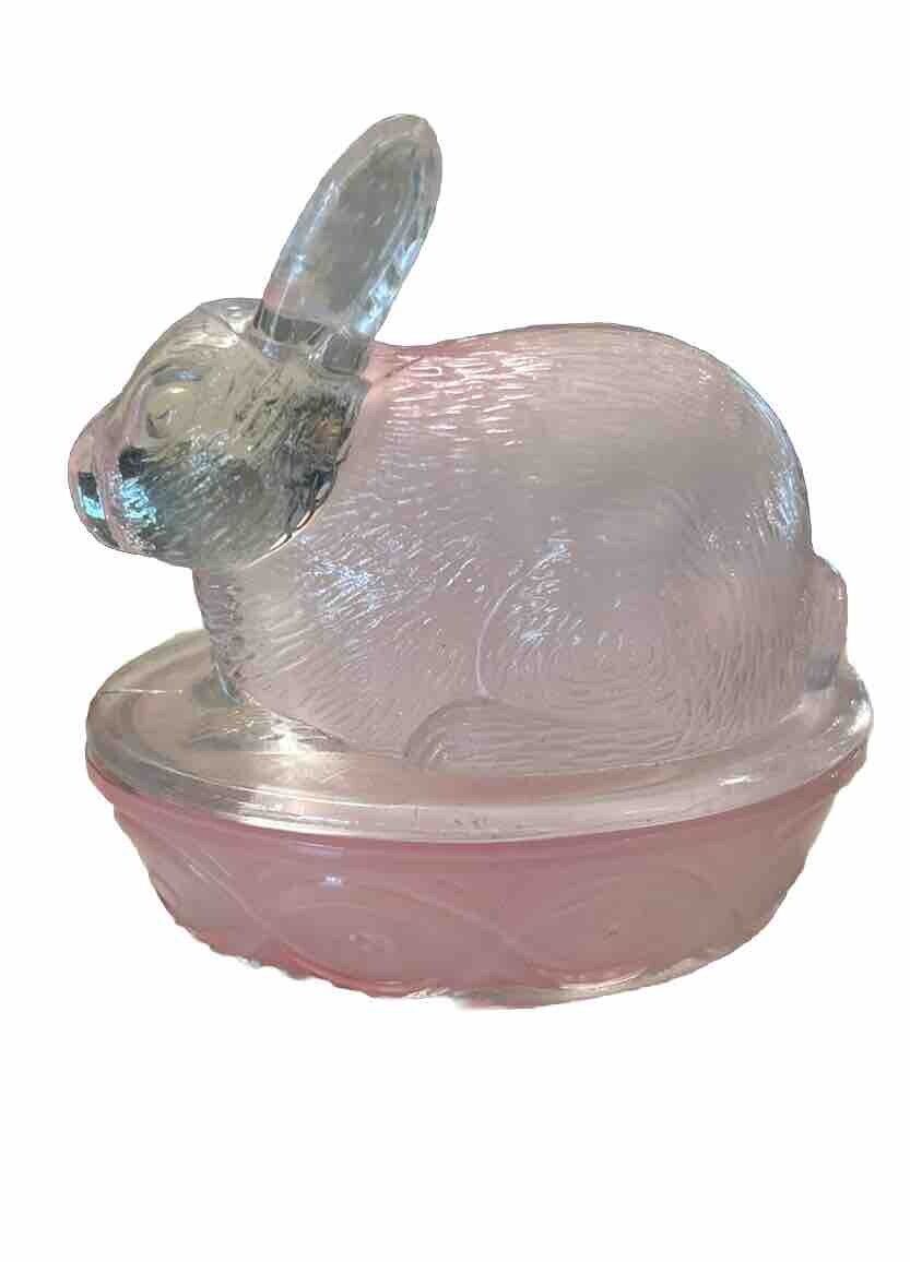 Vintage Pink Nesting Bunny Galerie Covered Candy Trinket Dish
