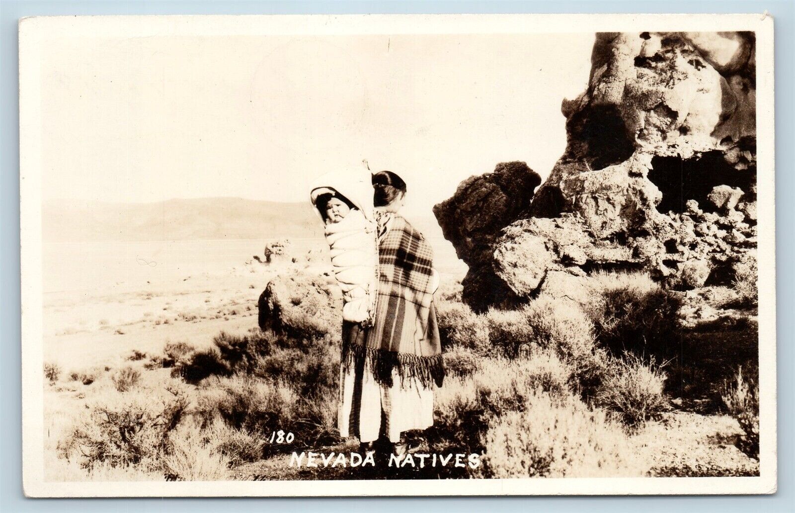 Postcard NV Nevada Natives Real Photo RPPC Native Americans Woman Papoose U8