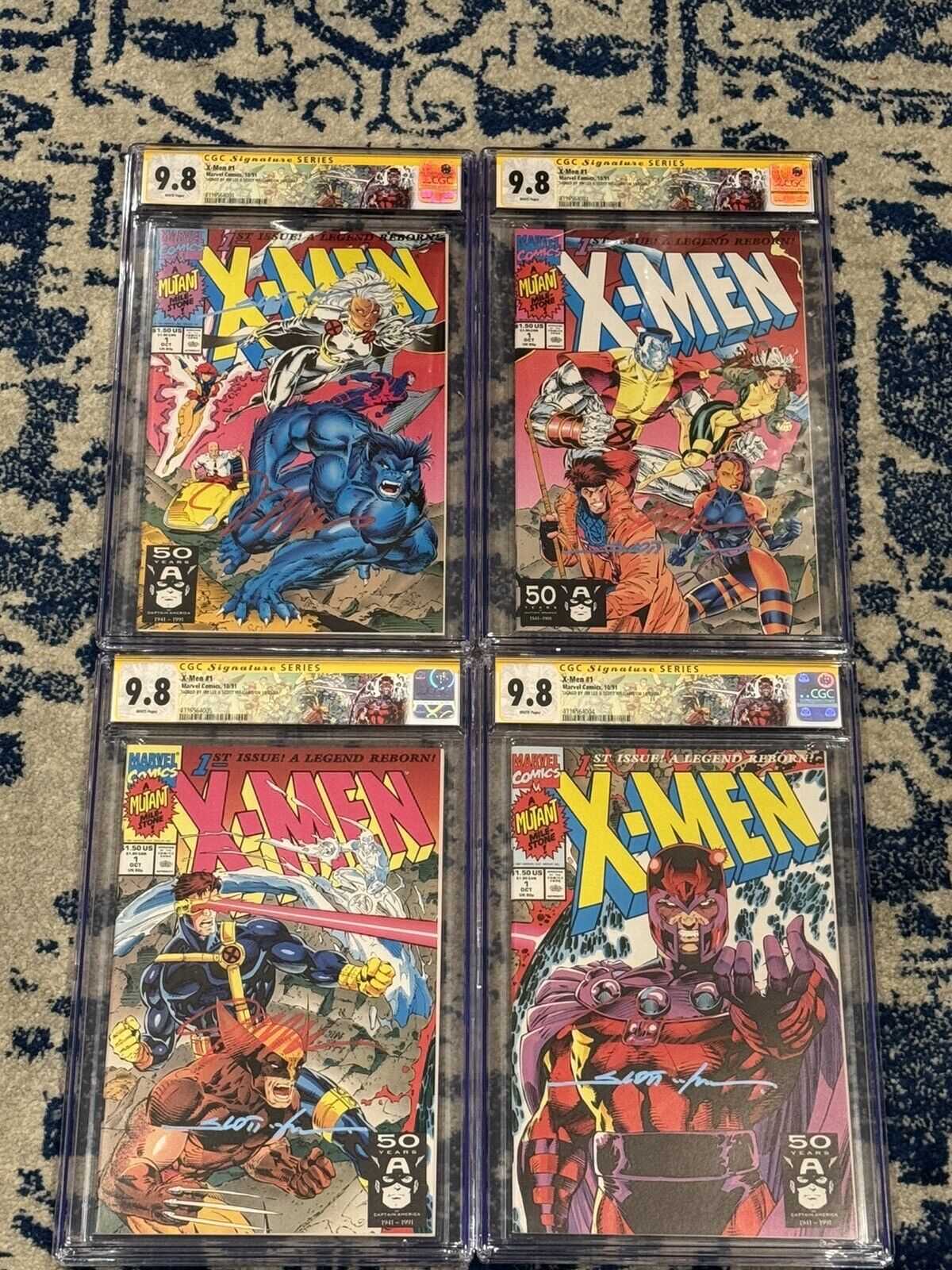 X-Men #1 (Set of 4 Custom Label) CGC 9.8 SS Signed X2 Jim Lee/Scott Williams