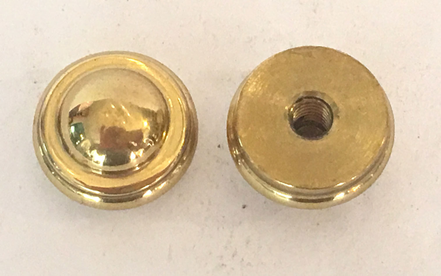 New: Lot of 2 solid brass polished cap nuts tapped #8-32 screw hole lamp parts