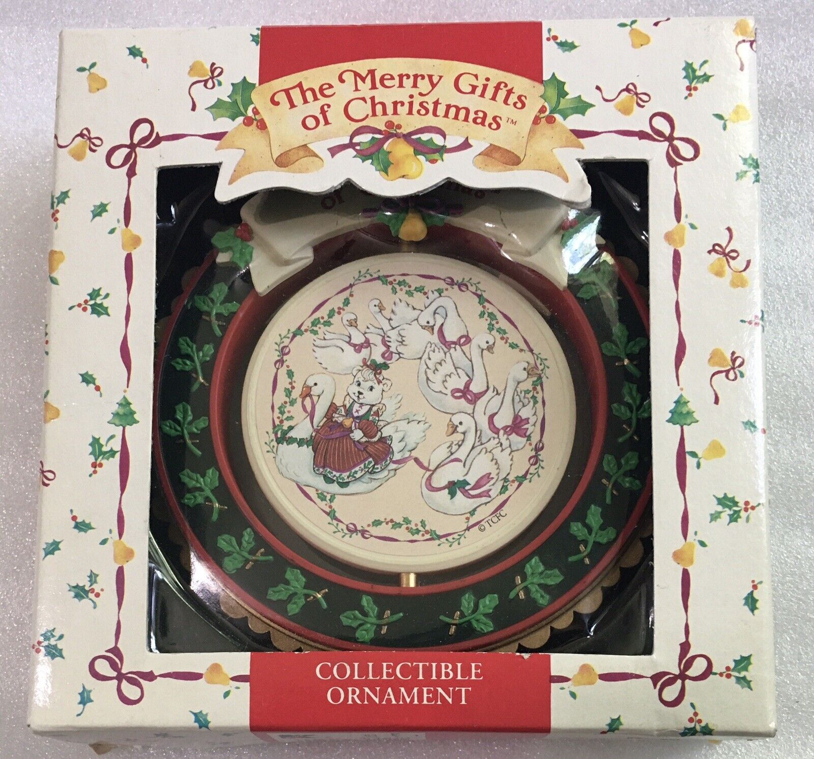 1993 TCFC 7 Swans Merry Gifts Christmas Ornament Characters Cleveland KMart