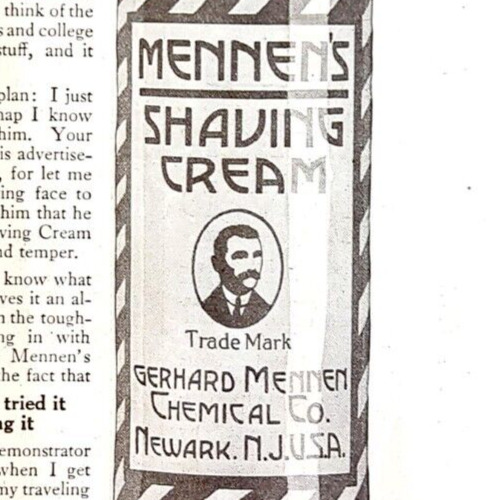 1918 Mennen Shaving Cream Tube Stage Fright Newark New Jersey USA Print Ad 14