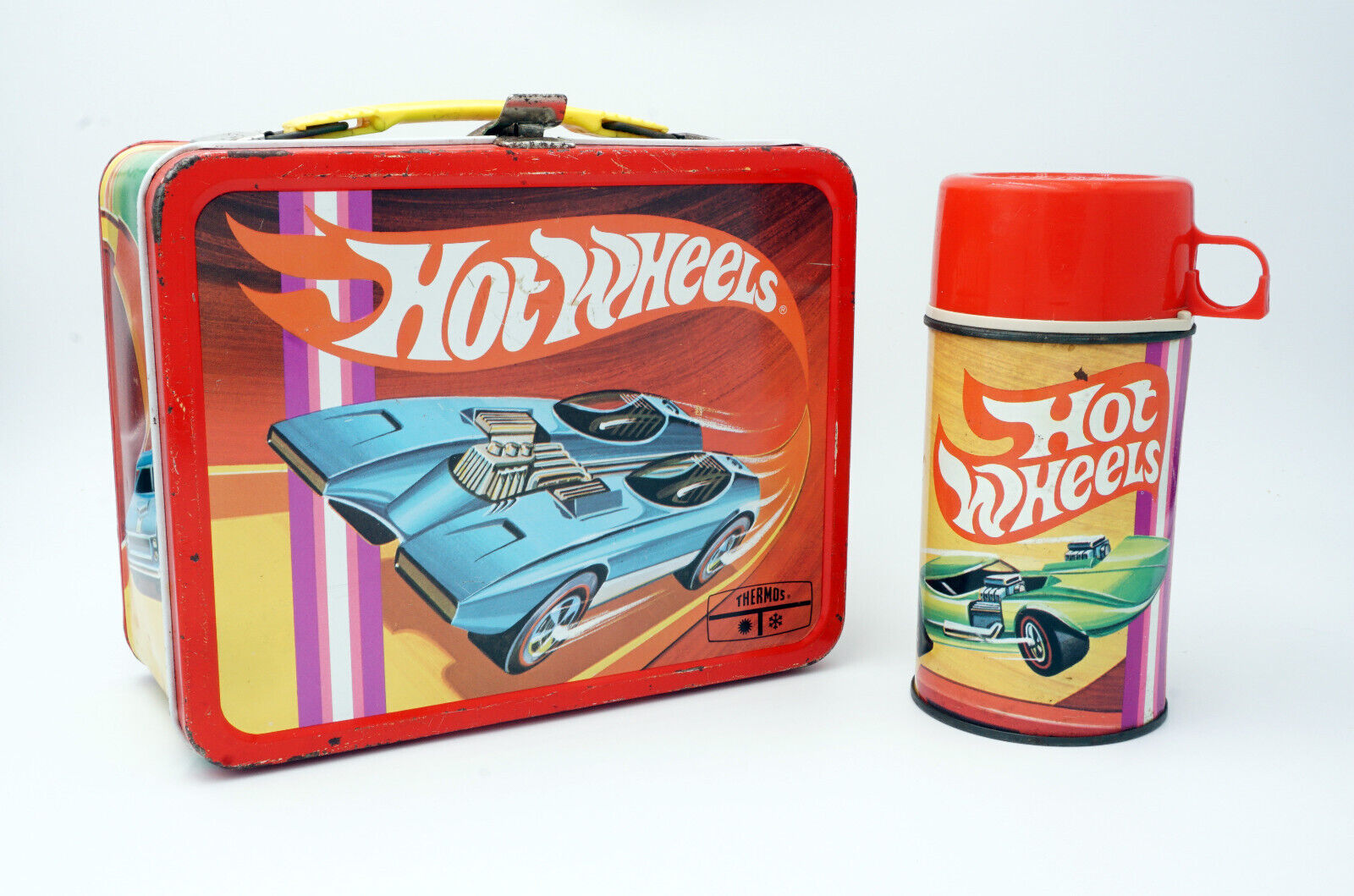 1969 HOT WHEELS REDLINE METAL LUNCHBOX & THERMOS BY KING SEELEY