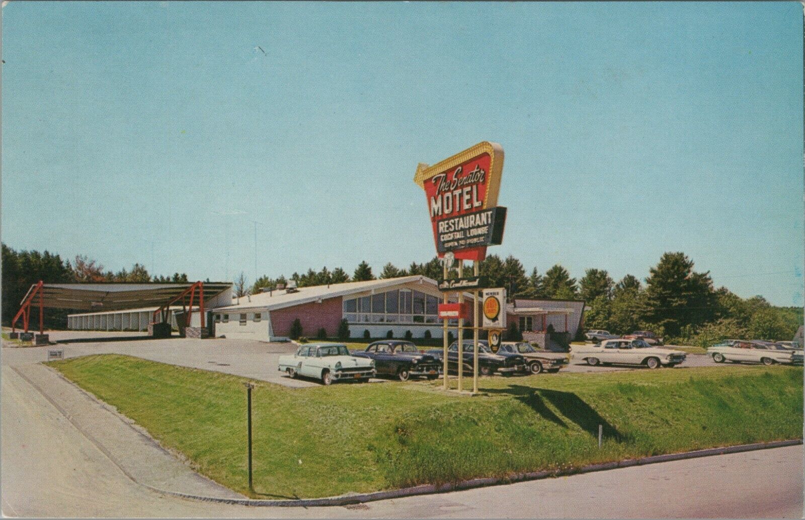 Senator Motel Restaurant Augusta ME Maine c1950s autos postcard N573