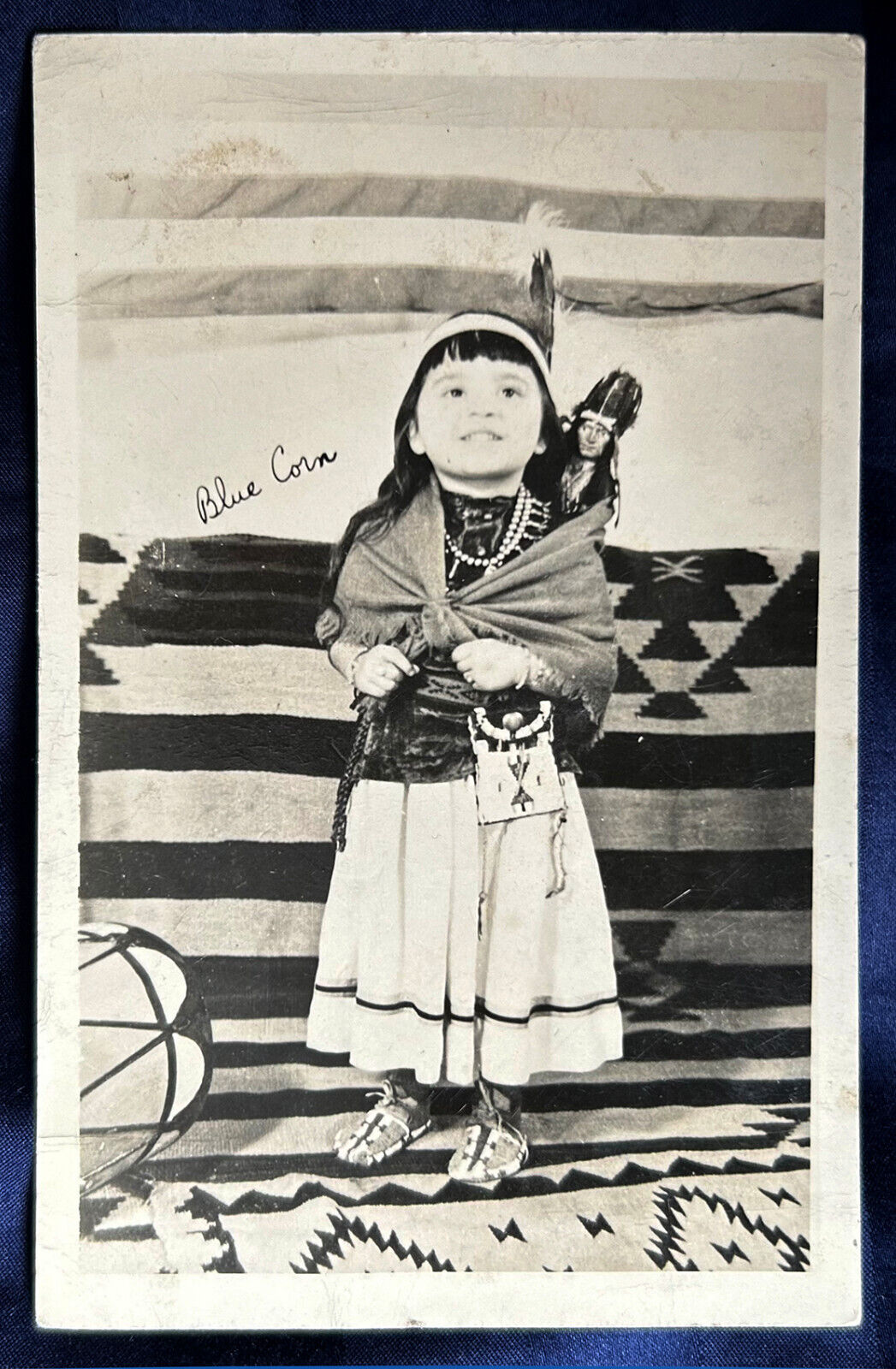Native American Little Girl with Doll Real Photo Postcard RPPC