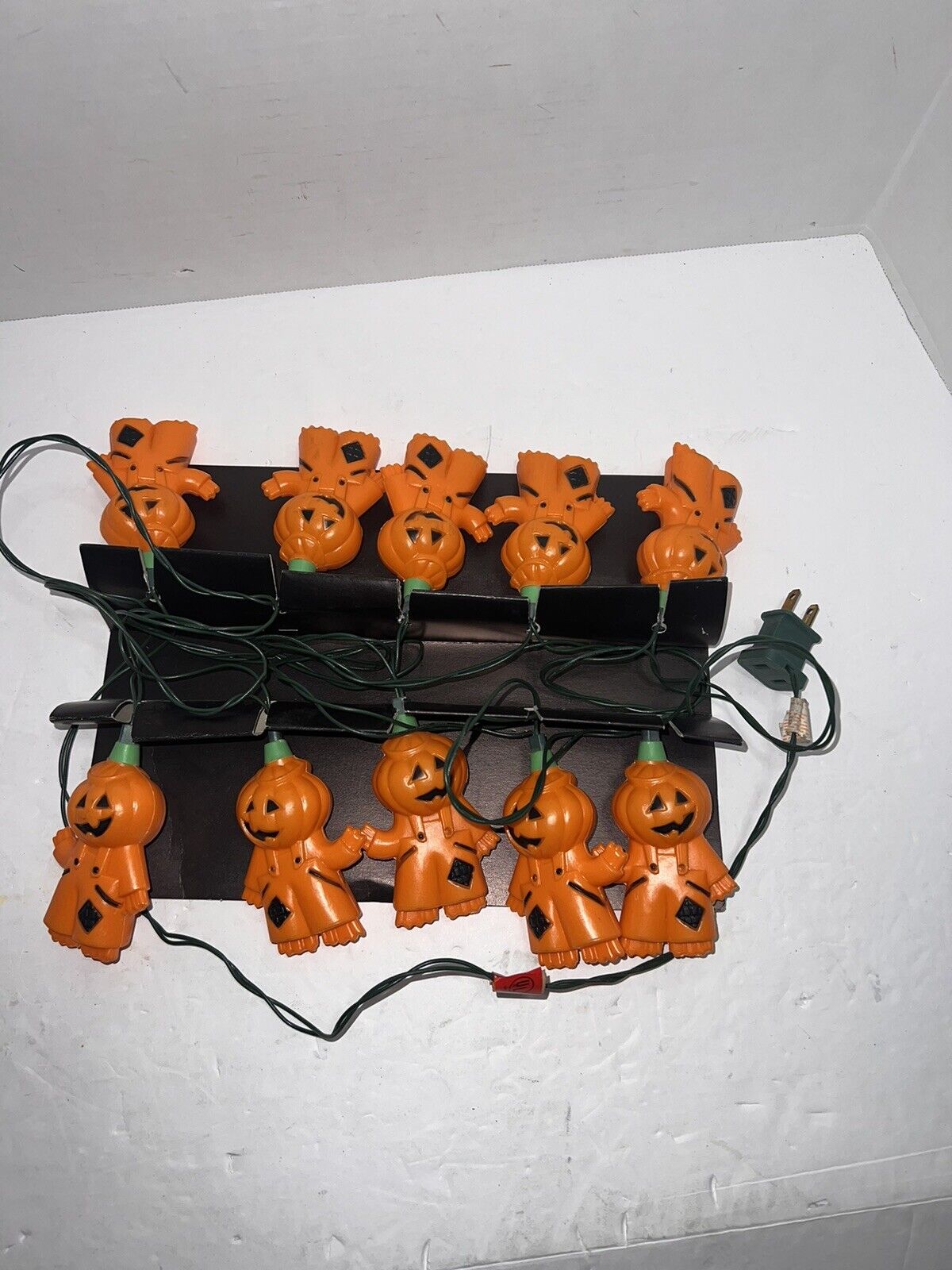 Vtg Halloween Noma Party Brites 10 Orange Scarecrow String Lights Tested