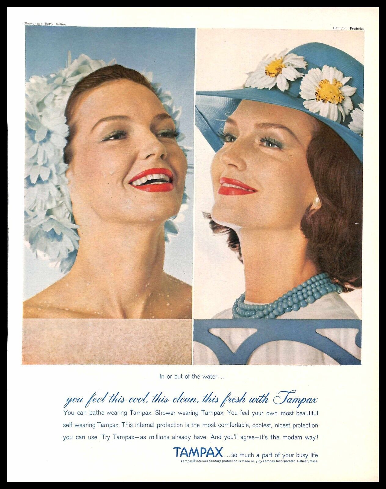 1962 Tampax Sanitary Protection Vintage PRINT AD Napkins Feminine Hygiene