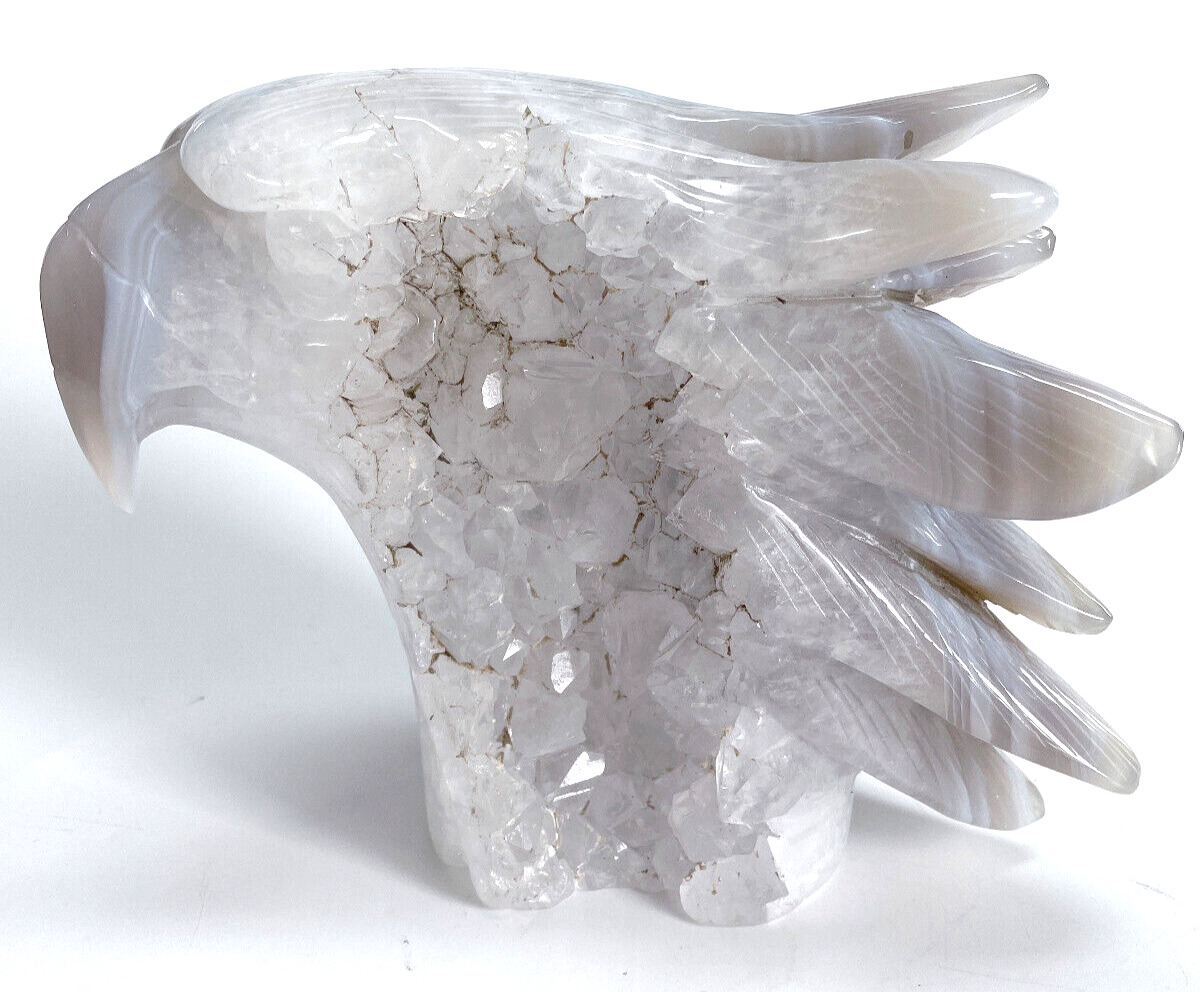 5.9\'\' Natural Agate Crystal Carved Eagle skull,Home Decoration , Crystal Healing