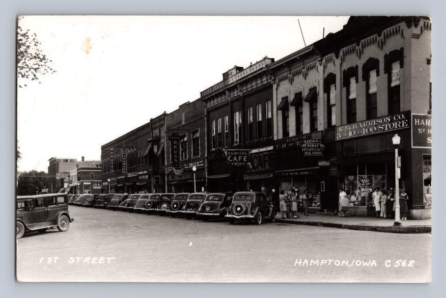 First Street HAMPTON Iowa RPPC Vintage 5&10 Store Photo Postcard 1947