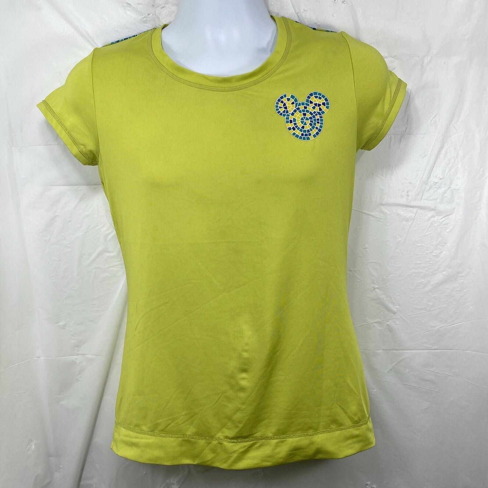 Disney Parks Womens Small Swim Top Yellow Short Sleeve Outdoor Water T Shirt