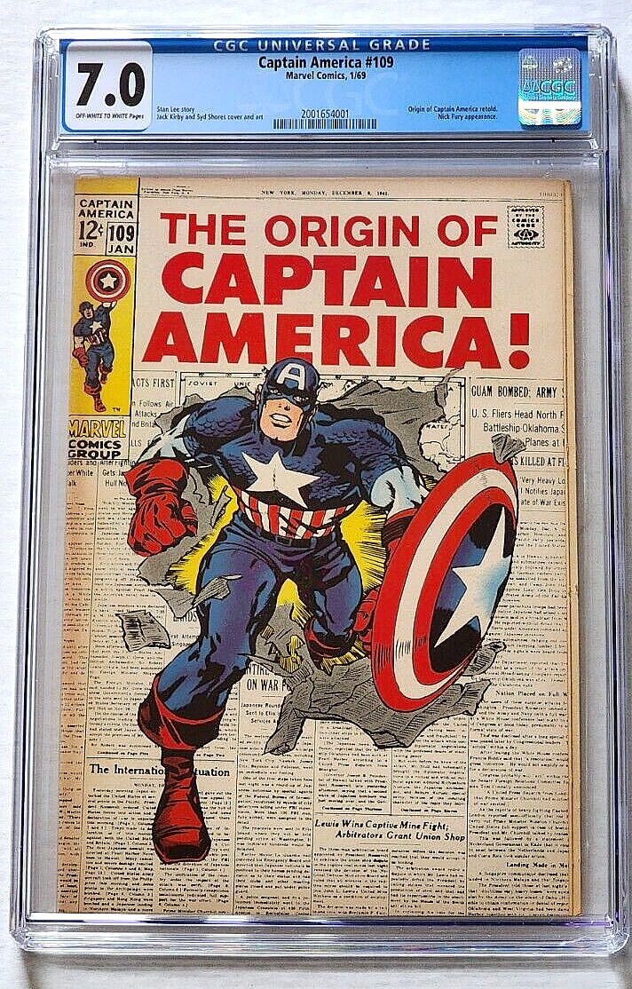 Captain America #109 January 1969 The Origins of Captain America CGC 7.0 Marvel