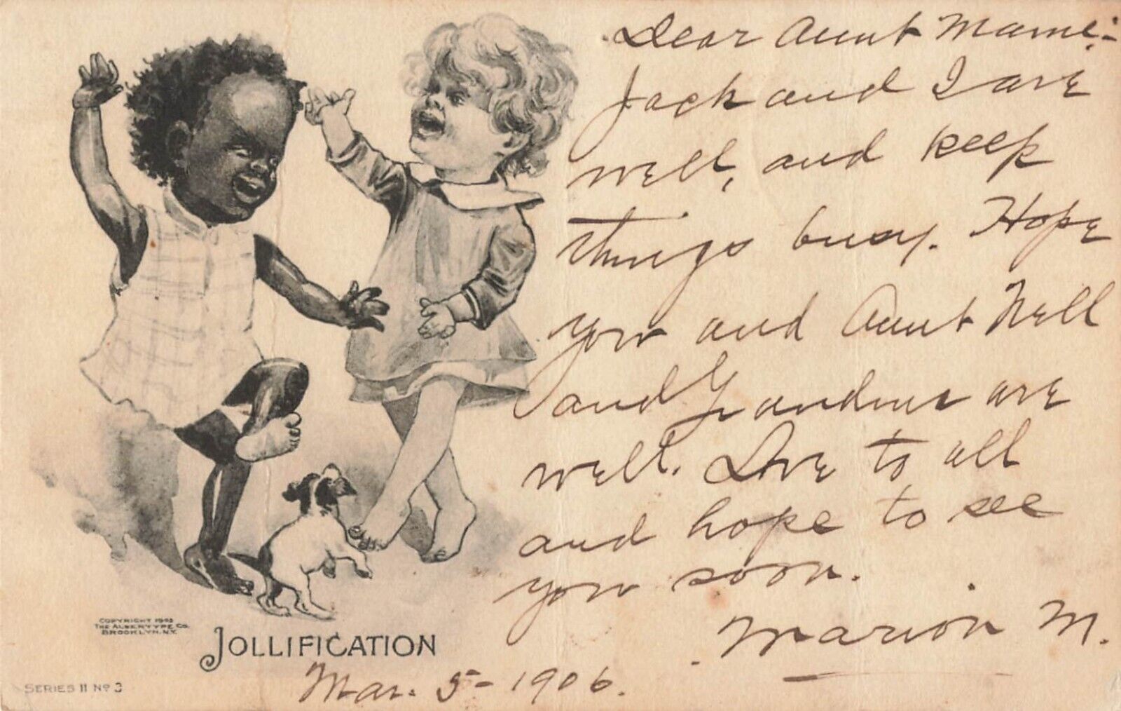 pc10391 postcard Jollification Children Dancing with dog 1906
