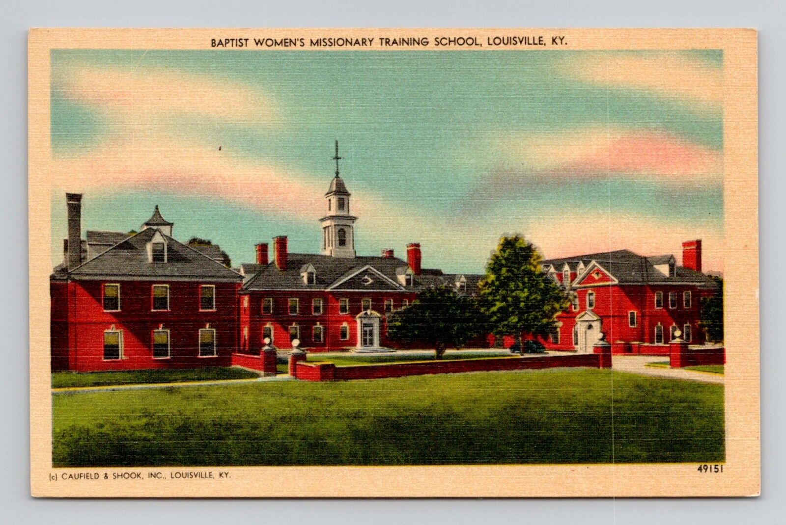 Postcard Baptist Womens Missionary School Louisville KY, Vintage Linen N12