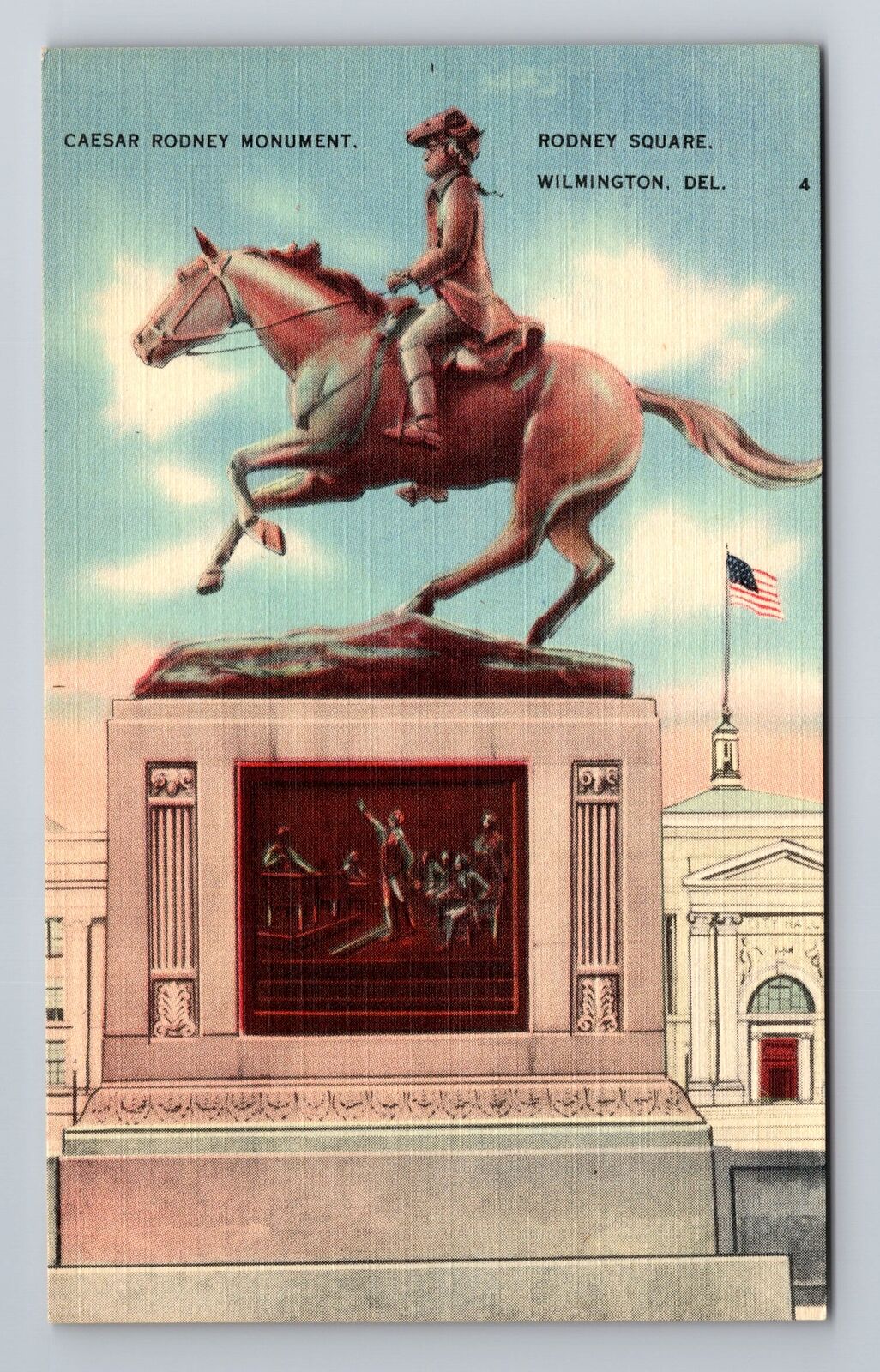 Wilmington DE-Delaware, Caesar Rodney Monument, Antique Vintage Postcard