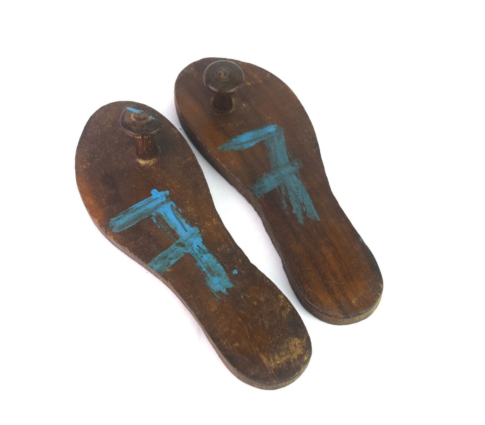 Antique Indian hindu Shoe Khadau Khusha Wooden Handcrafted Slippers i71-375 