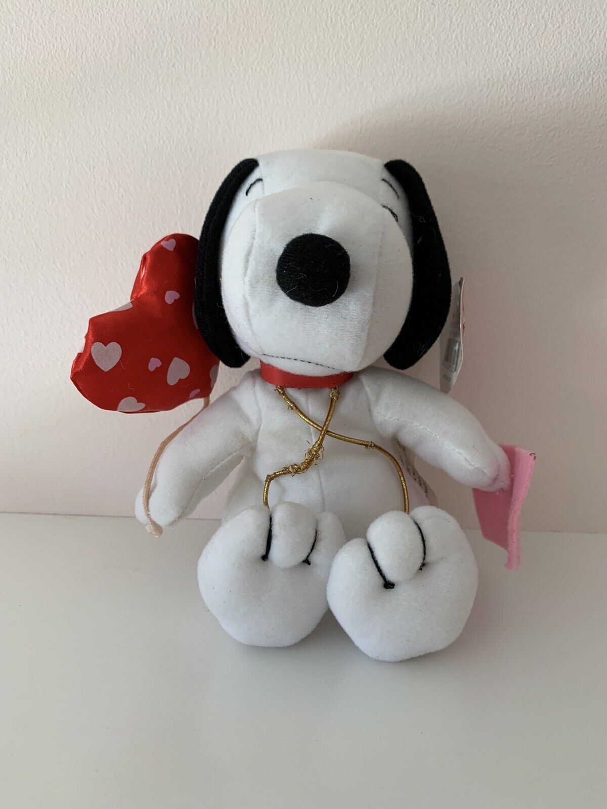 Peanuts Valentines Snoopy Plush Heart Balloon & Love Note in Paws Vintage NWT