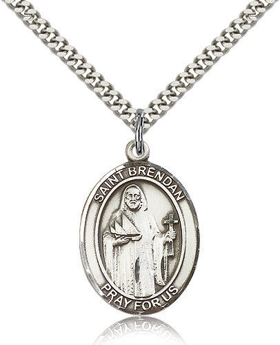 Saint Brendan The Navigator Medal For Men Women Sterling Silver Necklace