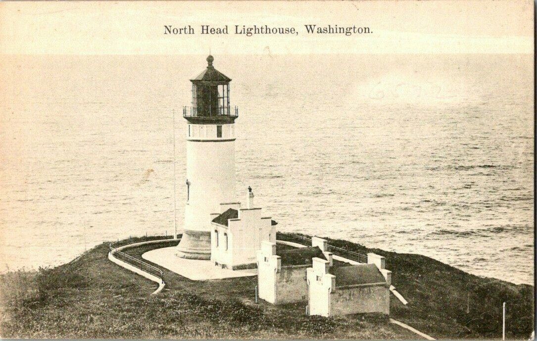 1910. NORTH HEAD LIGHTHOUSE. WASHINGTON. POSTCARD.