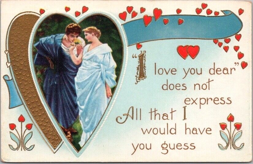Vintage 1910s Whitney VALENTINE\'S DAY Embossed Postcard \