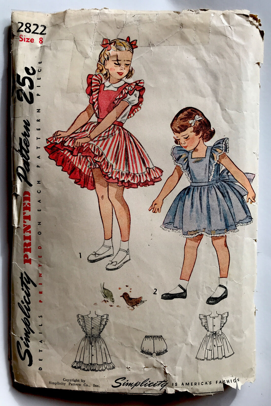 Rare Simplicity Primer Girl Child Dress Pinafore & Panties 8 Sewing Pattern
