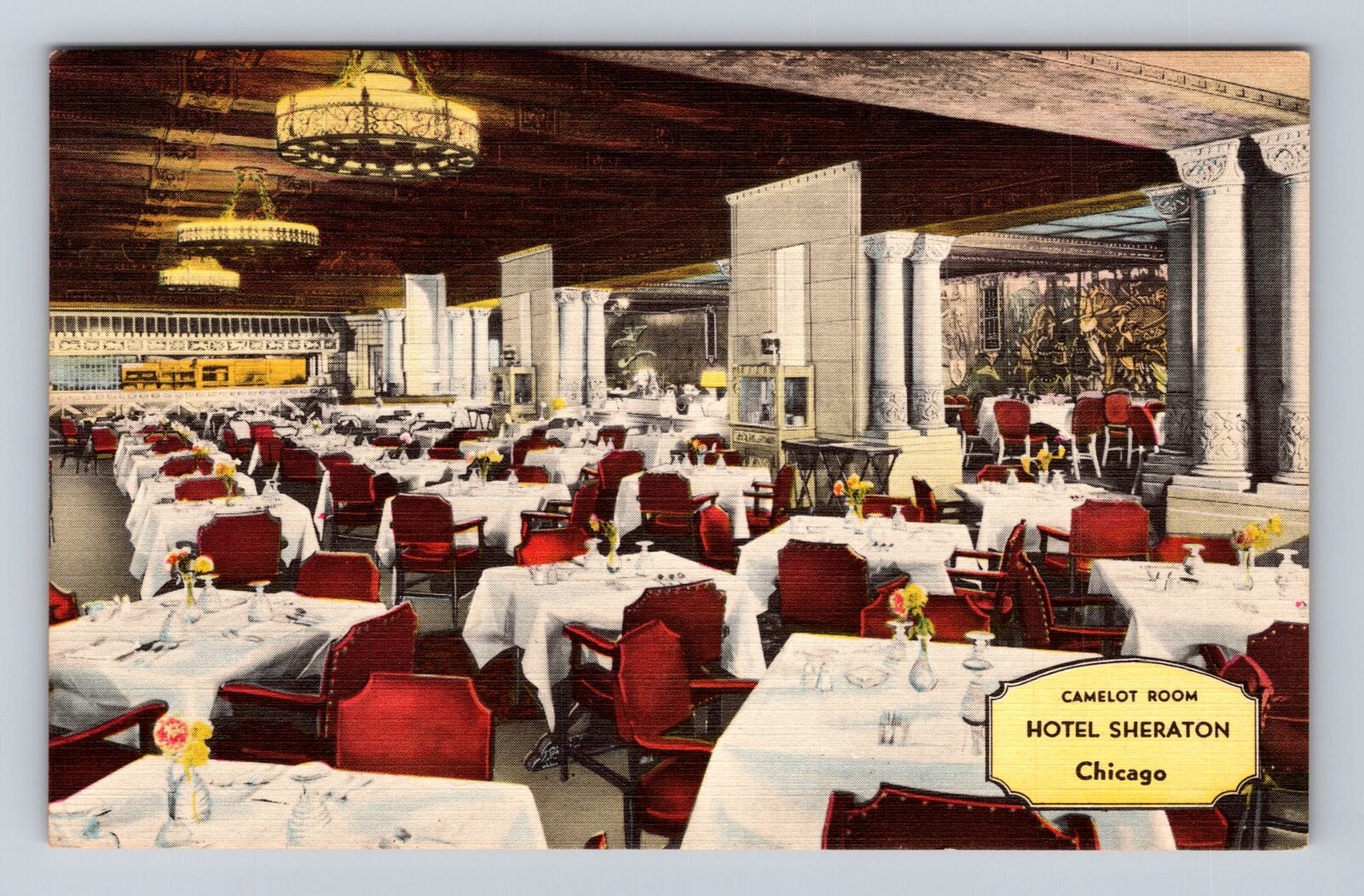 Chicago IL-Illinois, Hotel Sheraton Camelot Room, Advertising Vintage Postcard