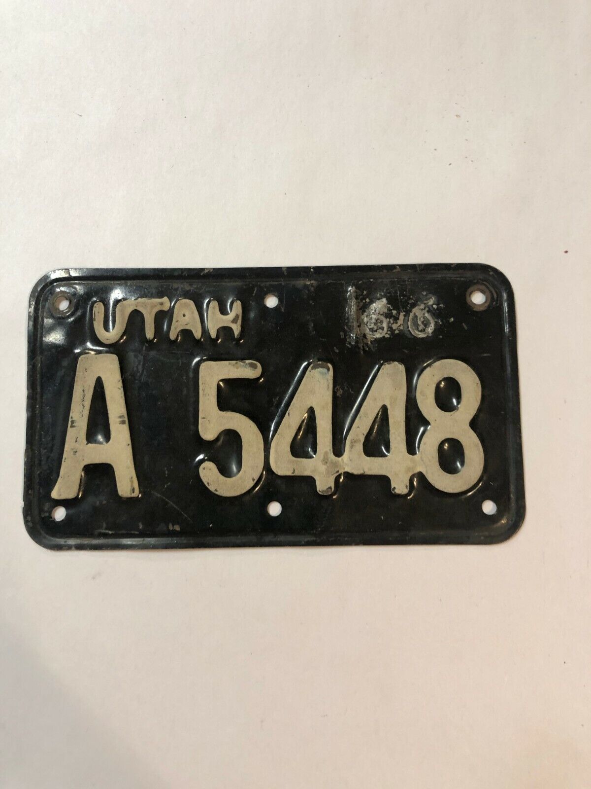 1966 66 Utah Motorcycle License Plate # A 5448