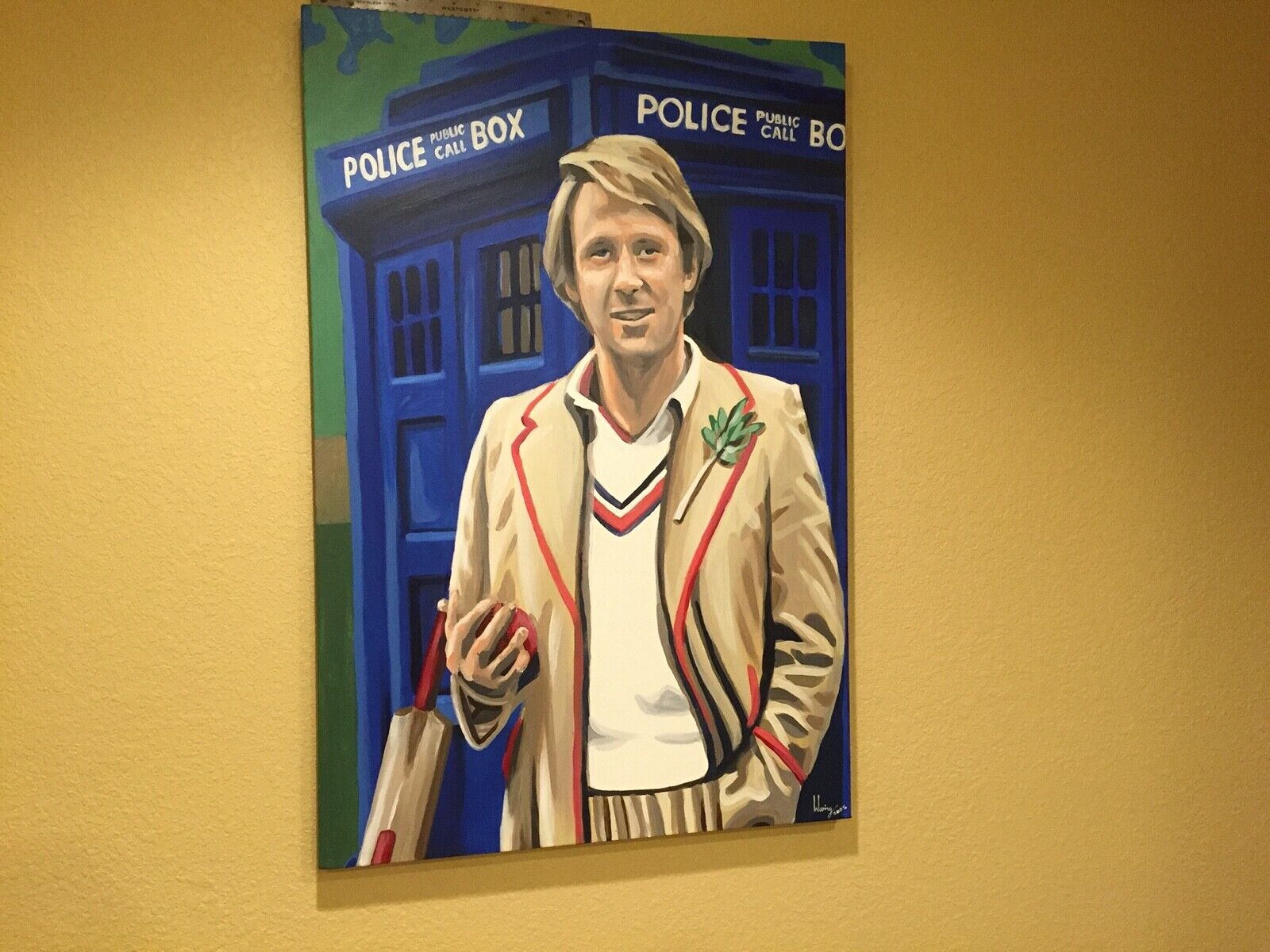 2'X3' LARGE Canvas Painting PETER DAVISON 5th FIFTH' DR. WHO ORIGINAL ART GIFT?