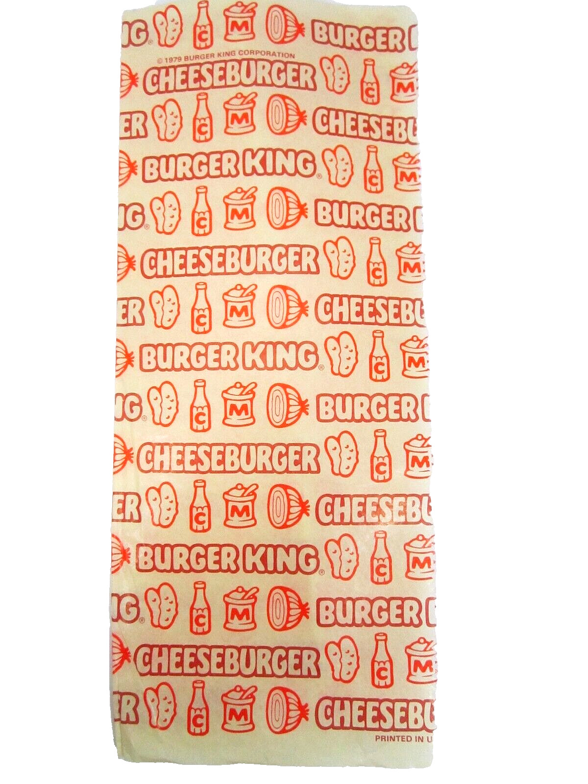 Vintage 1979 Burger King Sandwich Wrapper Cheeseburger Wax Sheet NOS Unused
