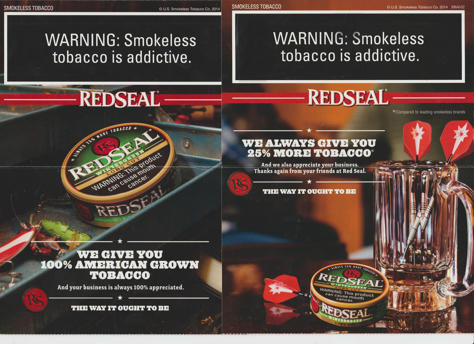 Red Seal TOBACCO AD Mailer Lot 2014 100% American Grown Classy VINTAGE skoal