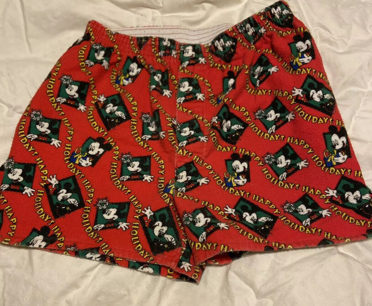 Walt Disney Mickey Mouse Vintage Flannel Shorts Boxers Medium