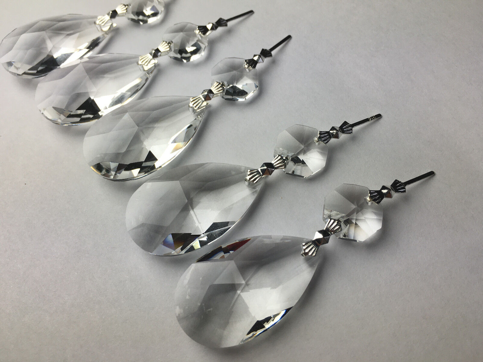 10Pcs Clear Crystal Teardrop Chandelier Prisms Pendant 38mm Lamp Lighting Part 