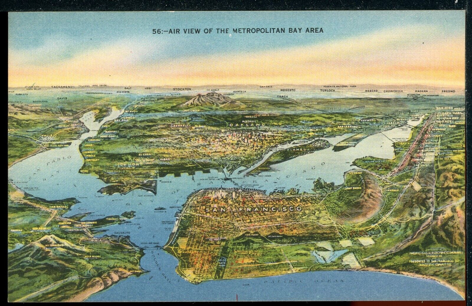 1940\'s San Francisco CA Aerial View Bay Area Vintage Postcard M1368a