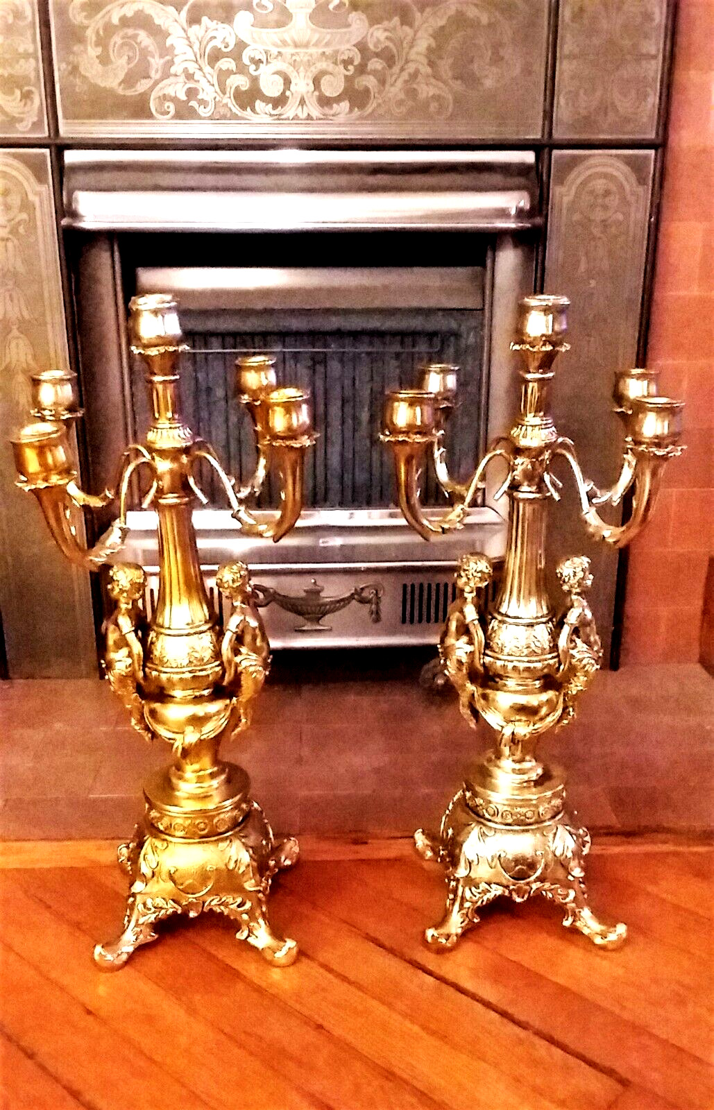 Pair Design Toscano Grande Chateau Beaumont Candelabra Candle Holders