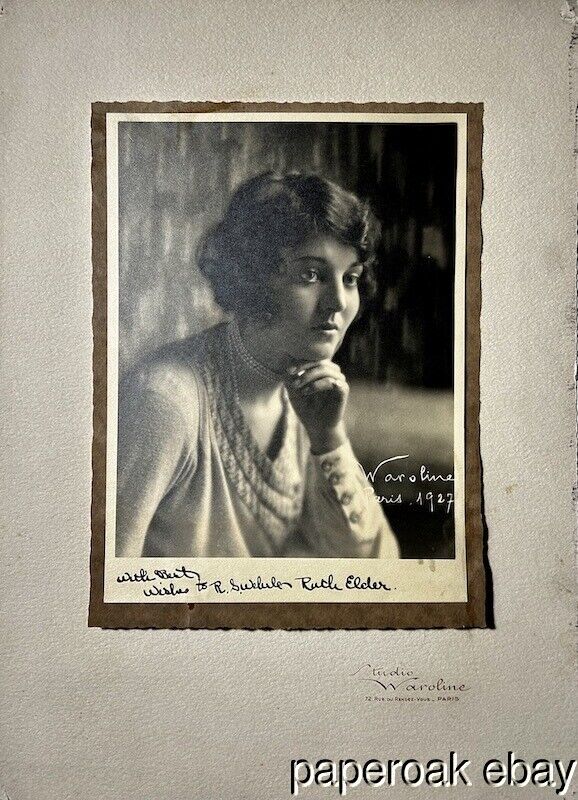 Original 1927 Ruth Elder Actress & Woman Aviation Pioneer Signed Large Photo