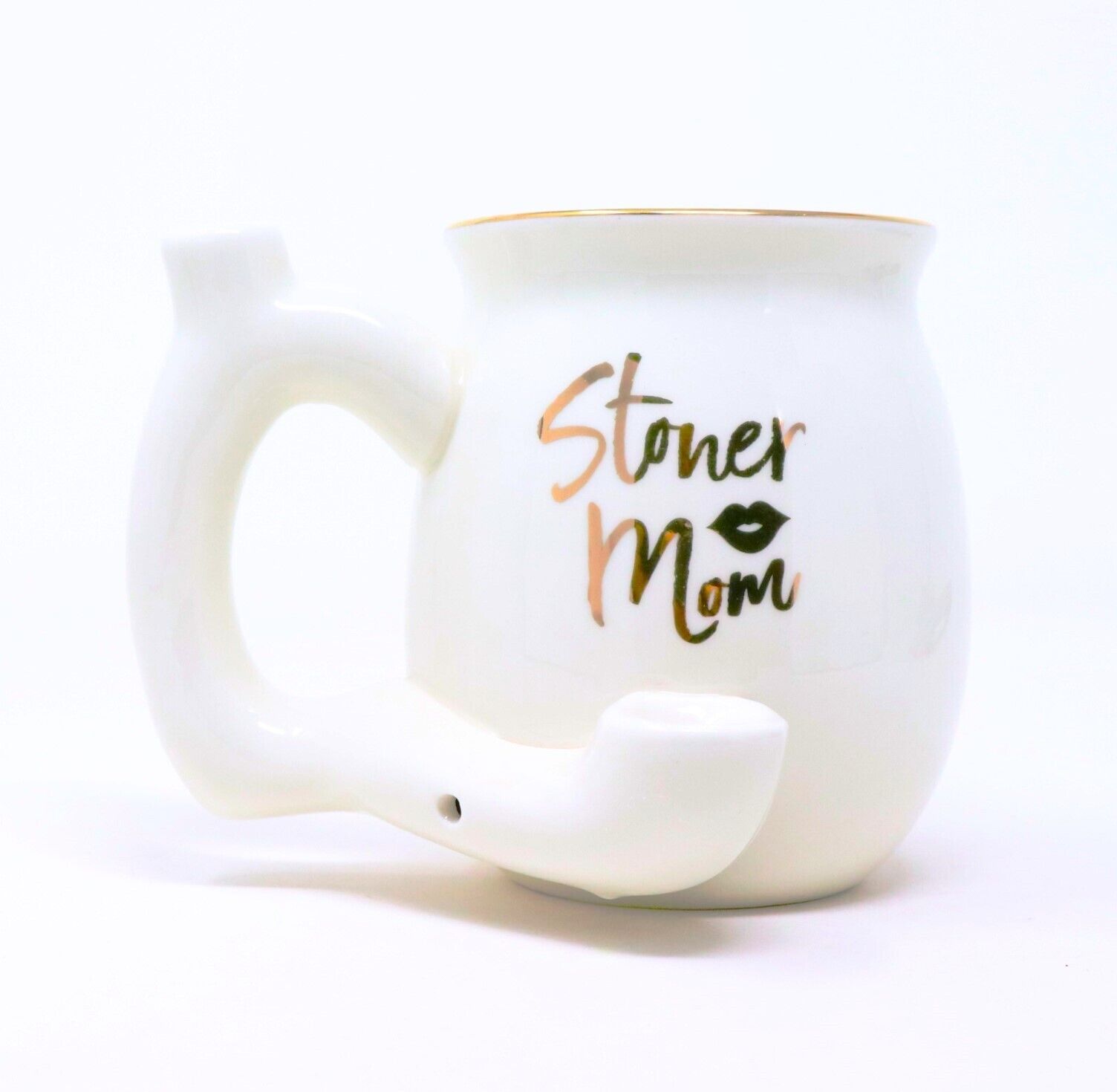 Wake and Bake Stoner Mom White Ceramic Coffee Tea Pipe Mug - R1