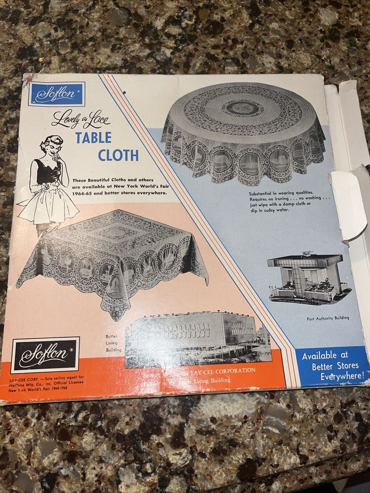 1964-65 New York World\'s Fair Official Souvenire Plastic Table Cloth Lay-Cee