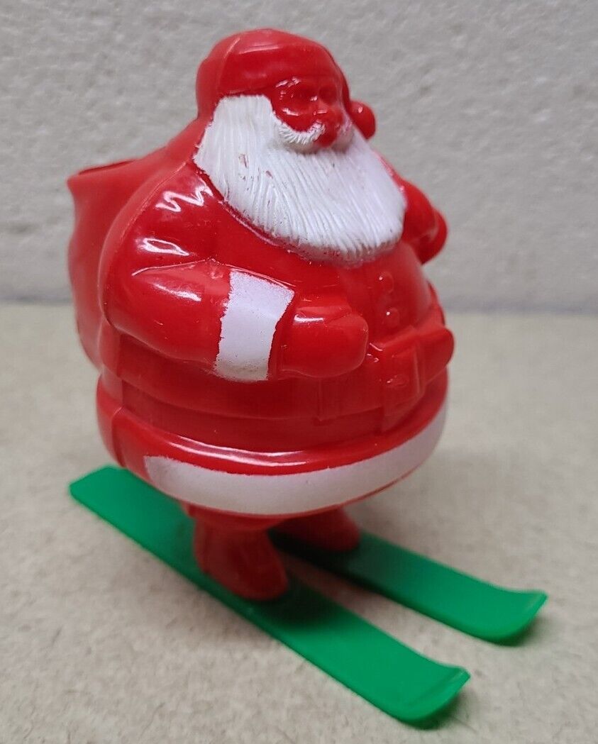 Vintage Rosbro Christmas Santa On Skis Candy Container 4.5”